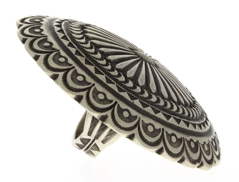 Sterling Silver Concho Style Statement Ring