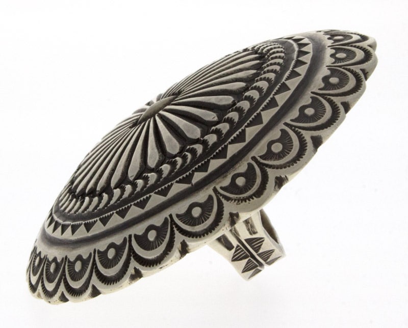 Sterling Silver Concho Style Statement Ring