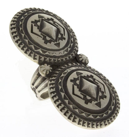 Sterling Silver Double Concho Style Statement Ring