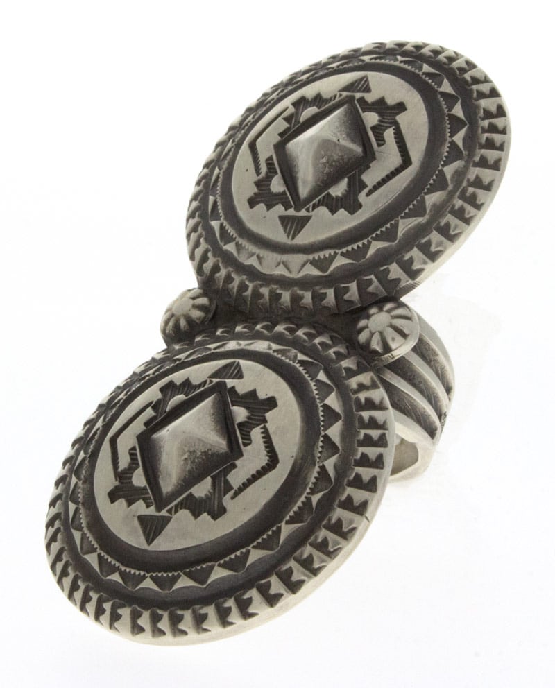 Sterling Silver Double Concho Style Statement Ring