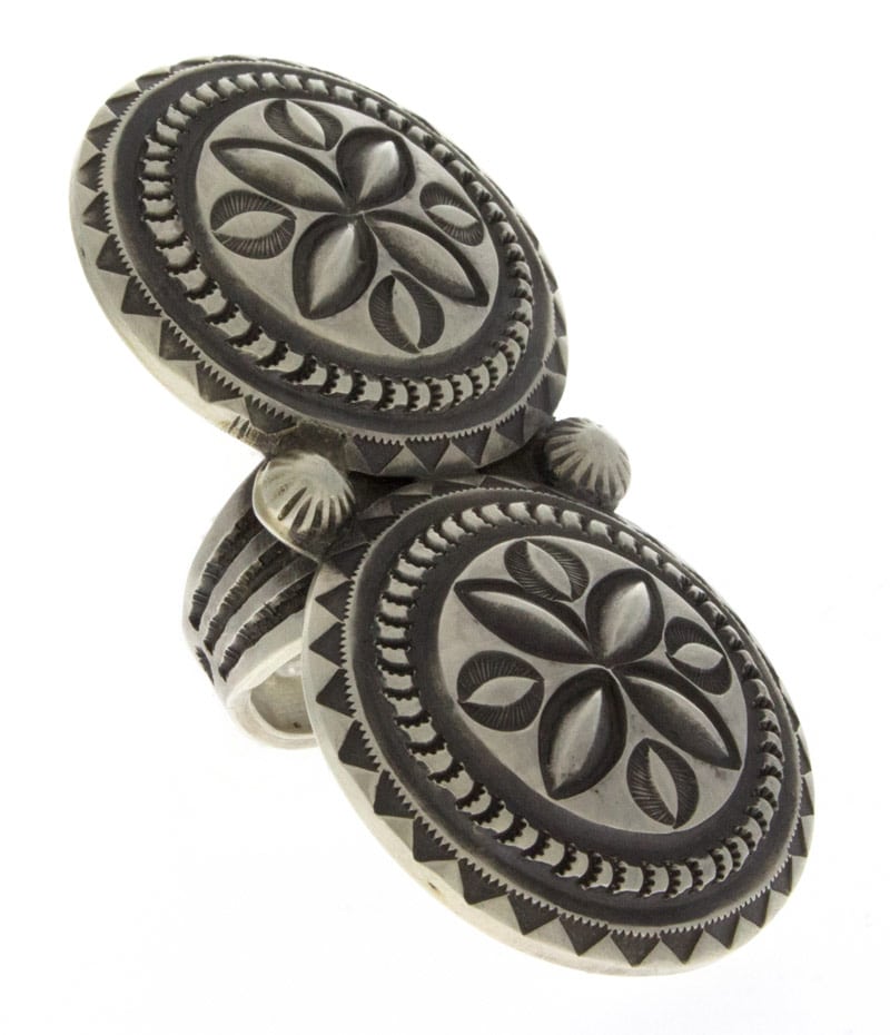 Sterling Silver Double Concho Style Statement Ring