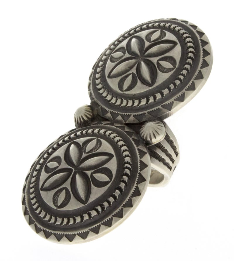 Sterling Silber Doppel-Concho Stil Statement Ring