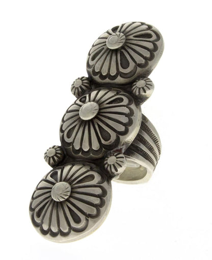 Anello Dichiarazione in Stile Concho Triplo Impilato in Argento Sterling