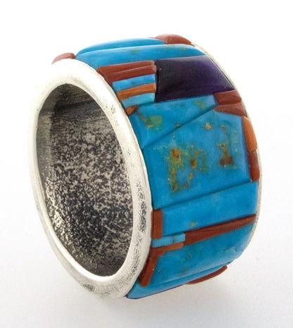 Tufa Cast Ring With Natural Raised Cobblestone Inlay Design