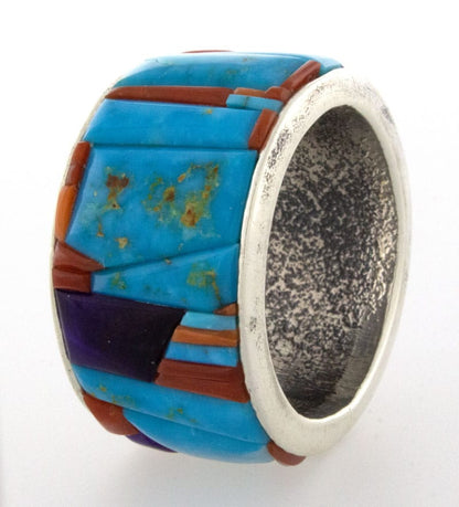 Tufa Cast Ring With Natural Raised Cobblestone Inlay Design