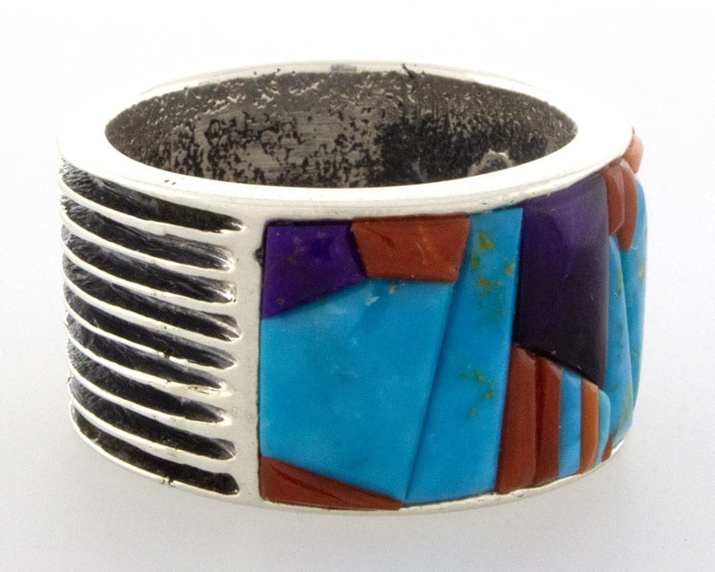 Tufa Cast Ring With Natural Raised Cobblestone Inlay Design