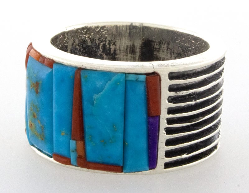 Tufa Cast Ring With Natural Raised Cobblestone Inlay Design