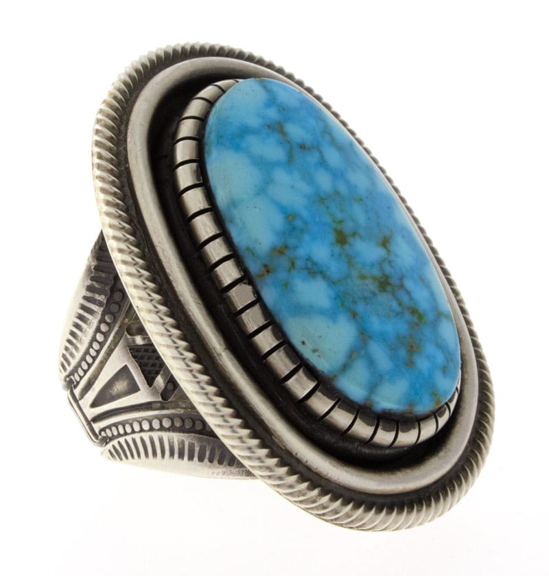 Bague Shadowbox en turquoise Kingman Birdseye naturel