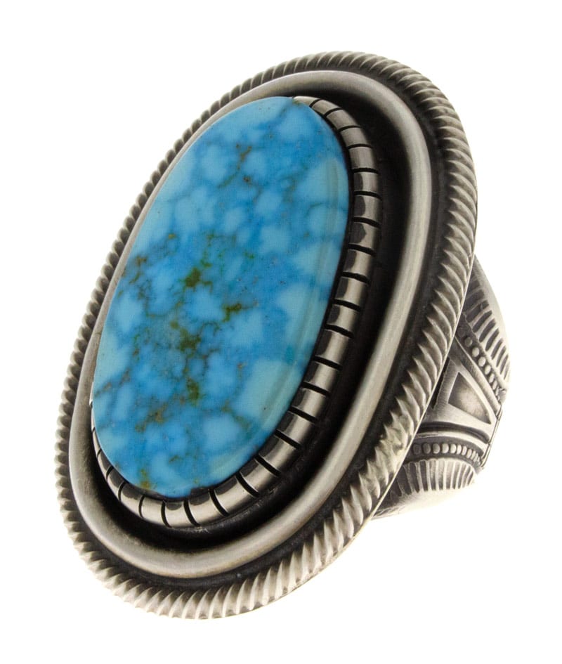 Bague Shadowbox en turquoise Kingman Birdseye naturel