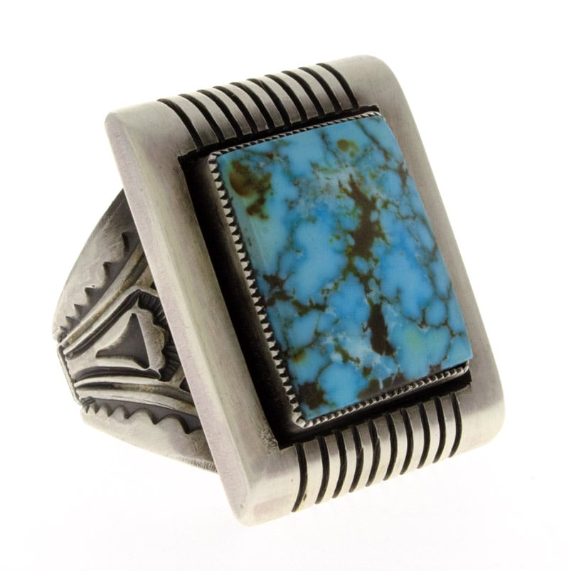 Natural Kingman Water Web Turquoise Ring