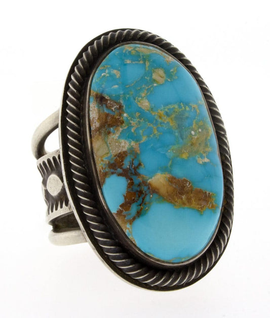 Bague en turquoise naturelle bleue