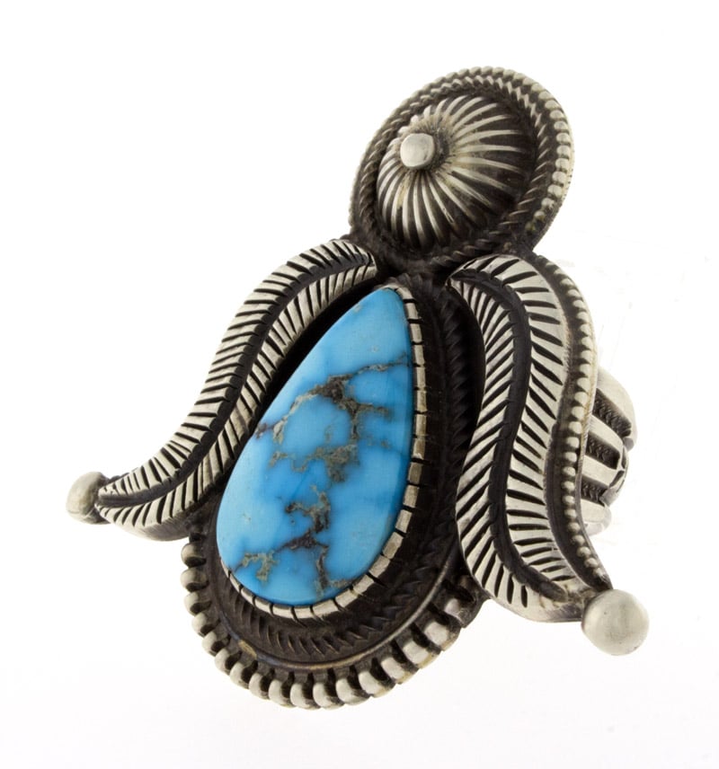 Natürlicher Kingman-Turquoise Statement-Ring