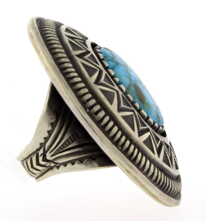 Natural Kingman Water Web Turquoise Statement Ring