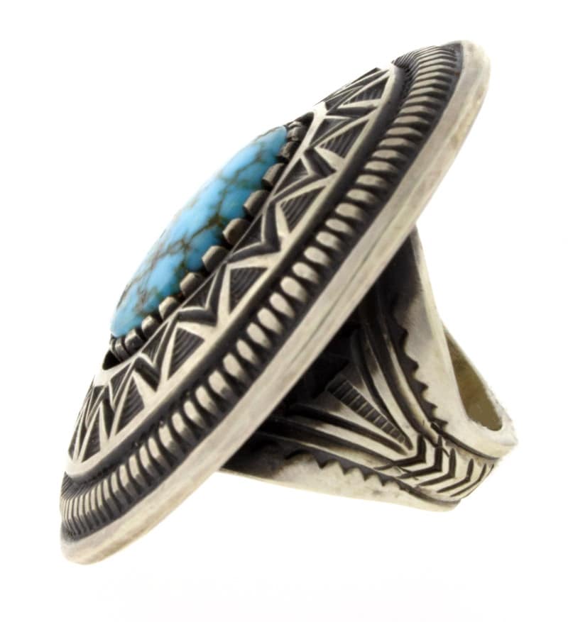 Natural Kingman Water Web Turquoise Statement Ring