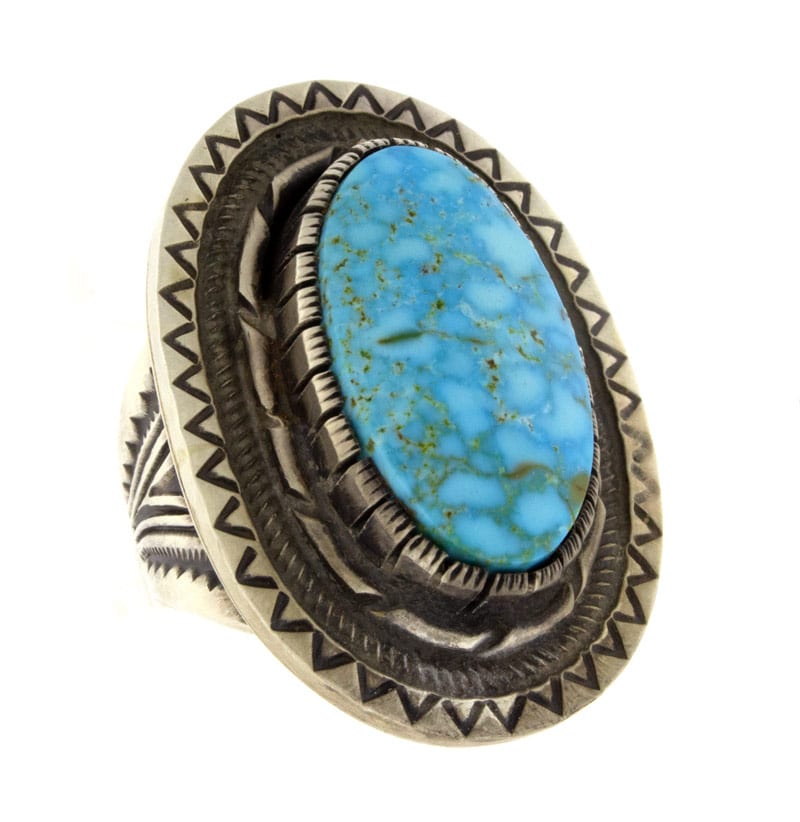 Natural Kingman Water Web Turquoise Ring