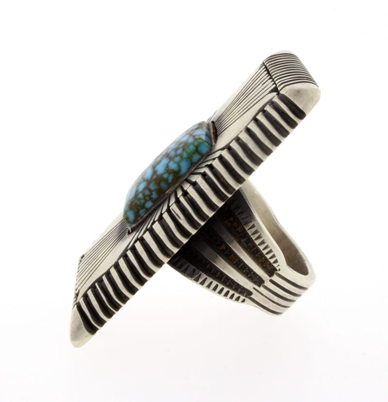 Natural Kingman Web Turquoise Statement Ring