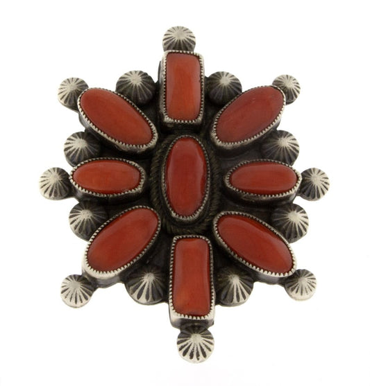 High Grade Natural Mediterranean Coral Cluster Ring