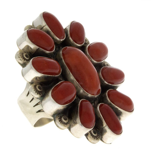 High Grade Natural Mediterranean Coral Cluster Ring