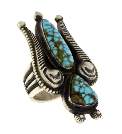 Natural Kingman Web Turquoise Statement Ring