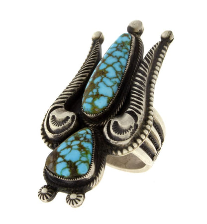 Natural Kingman Web Turquoise Statement Ring