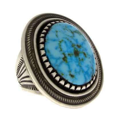 Natural Kingman Water Web Turquoise Shadowbox Ring