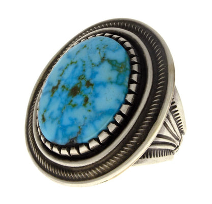 Natural Kingman Water Web Turquoise Shadowbox Ring