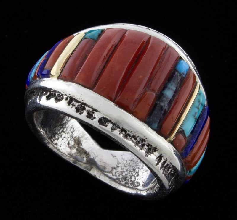 Tufa Cast Ring With High Grade Raised Cobblestone Inlay Design