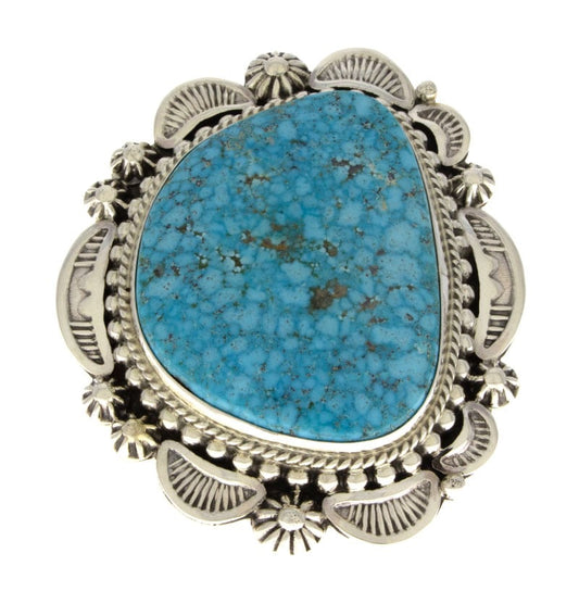 High Grade Natural Kingman Water Web Turquoise Statement Ring