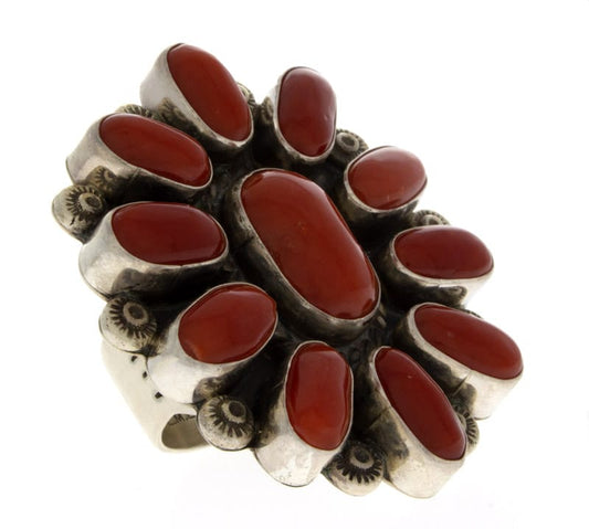 High Grade Natural Mediterranean Coral Cluster Ring