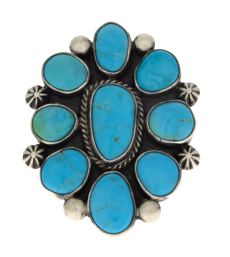 Bague en cluster en turquoise bleue naturelle