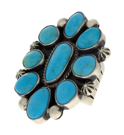 Bague en cluster en turquoise bleue naturelle