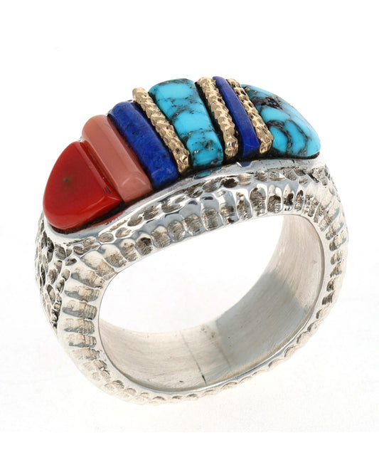 Multi-Color Raised Cobblestone Inlay Ring