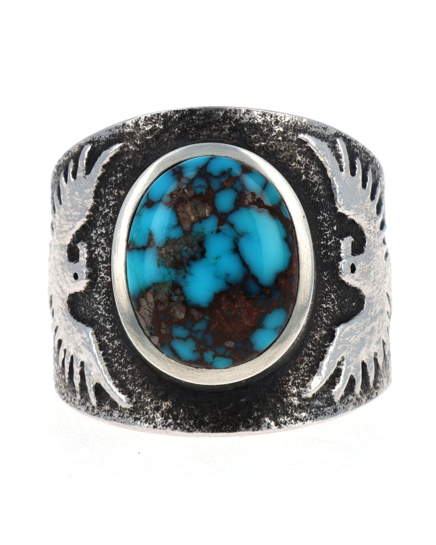 Tufa Cast Natural Bisbee Turquoise Thunderbird Ring