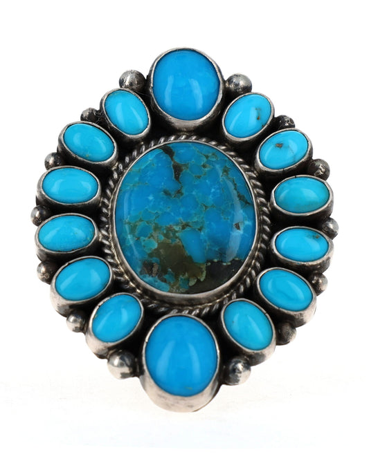 Kingman Turquoise Cluster Ring