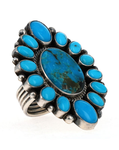 Kingman & Sleeping Beauty Turquoise Cluster Ring