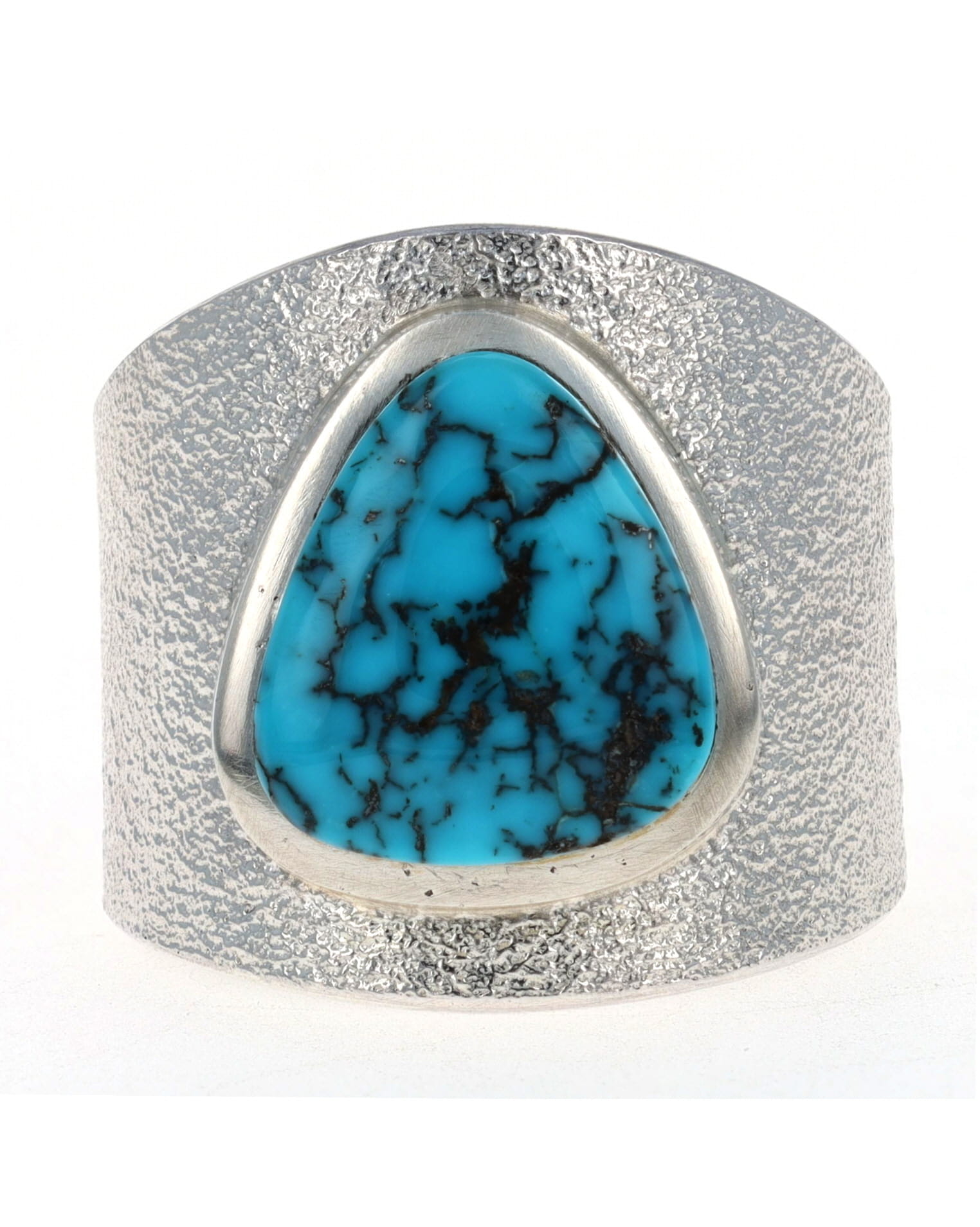 Tufa Cast Natural Blue Diamond Turquoise Ring