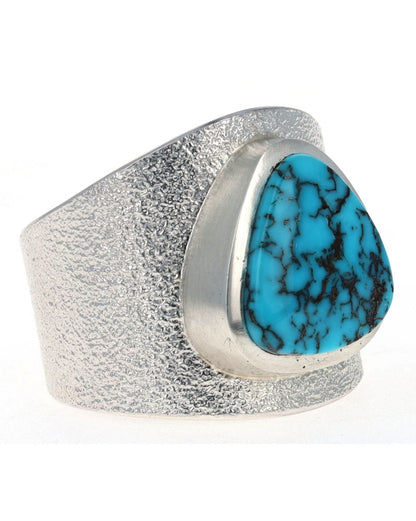 Tufa Cast Natural Blue Diamond Turquoise Ring