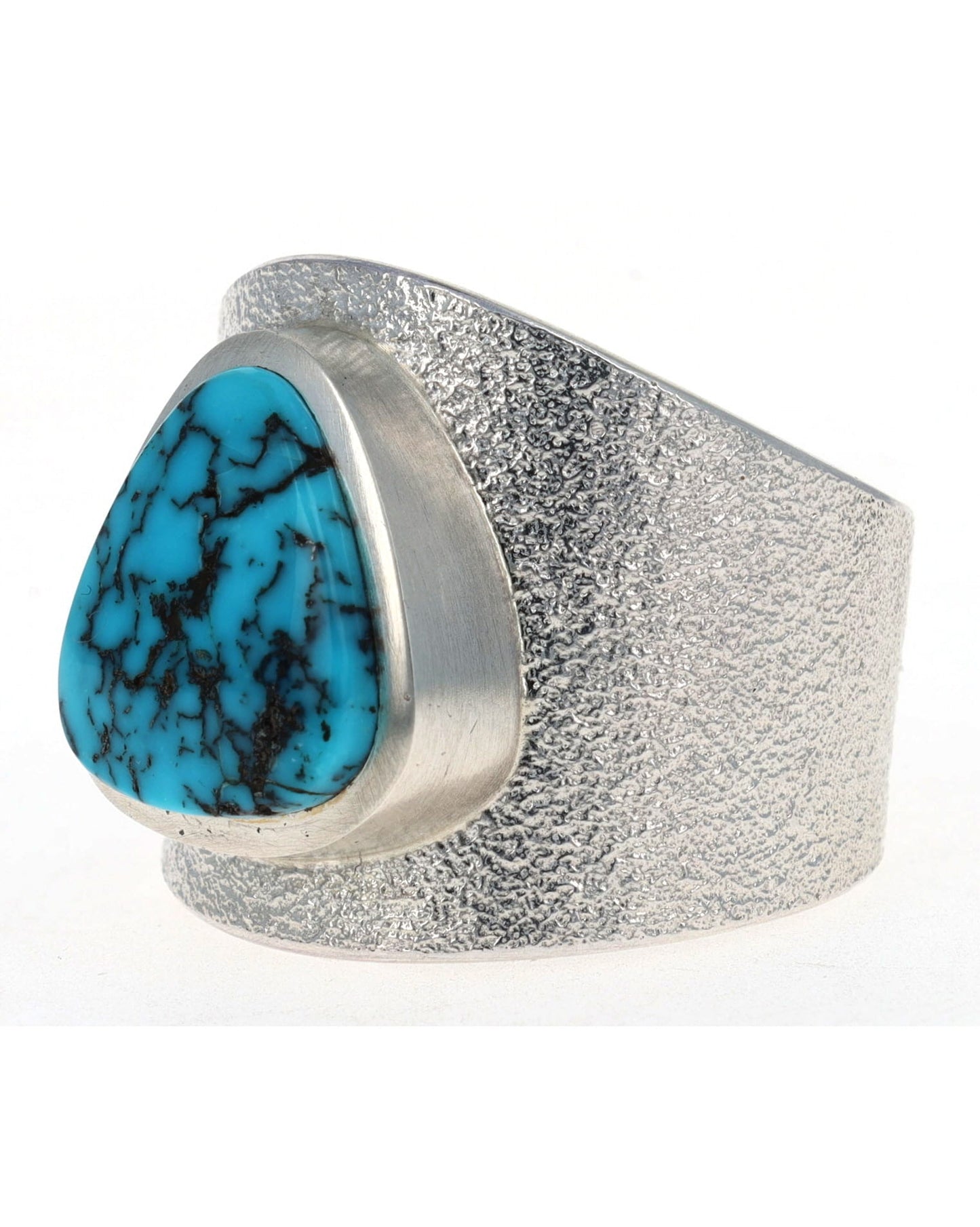 Tufa Cast Natural Blue Diamond Turquoise Ring