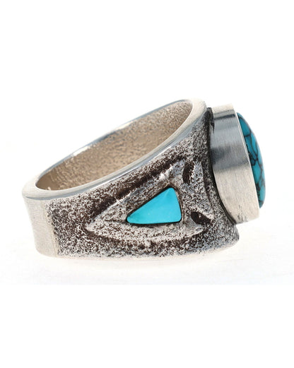 Tufa Cast Natural Bisbee Turquoise Arrowhead Ring