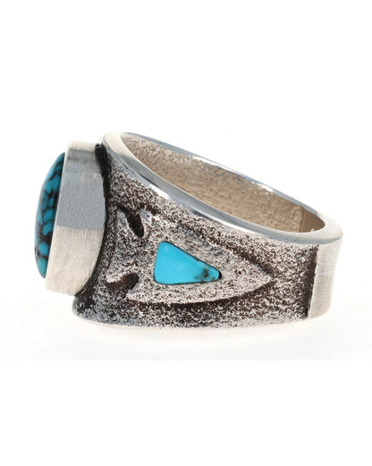 Tufa Cast Natural Bisbee Turquoise Arrowhead Ring