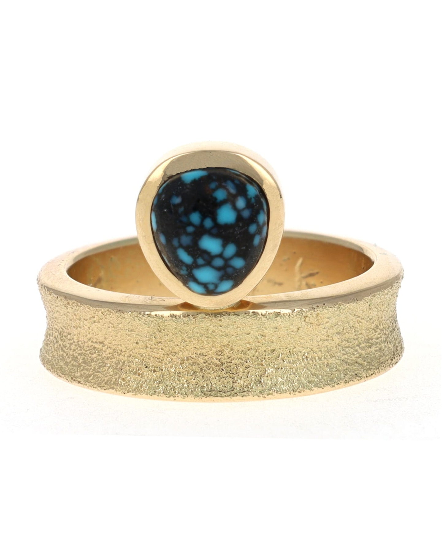 14K Gold Ring With Natural Lander Blue Turquoise