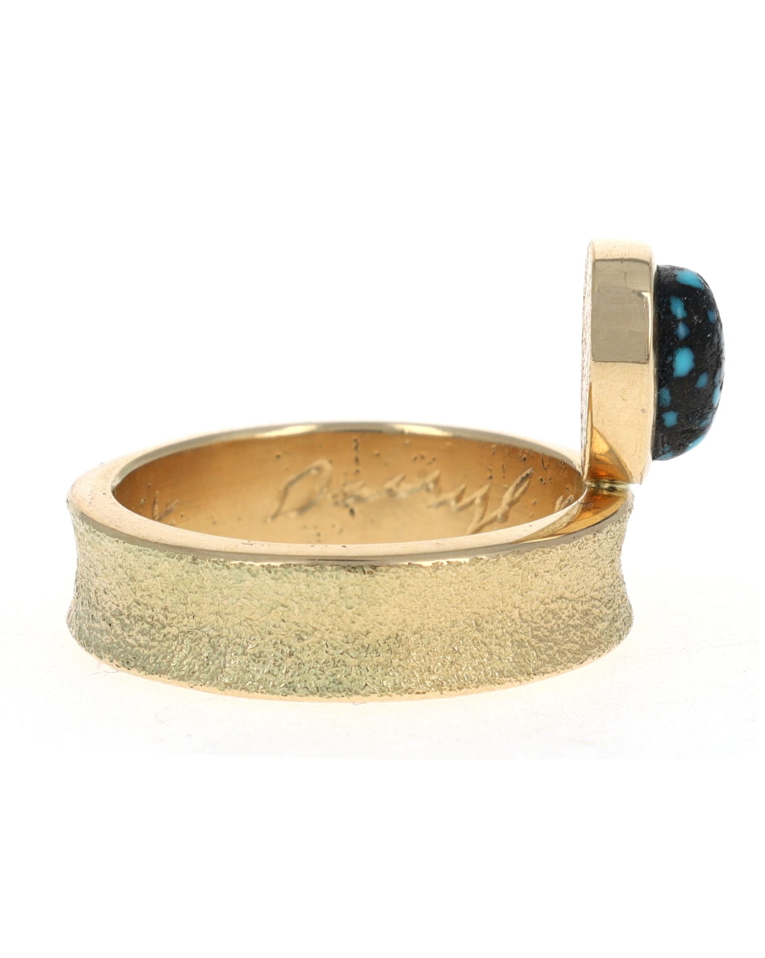 14K Gold Ring With Natural Lander Blue Turquoise