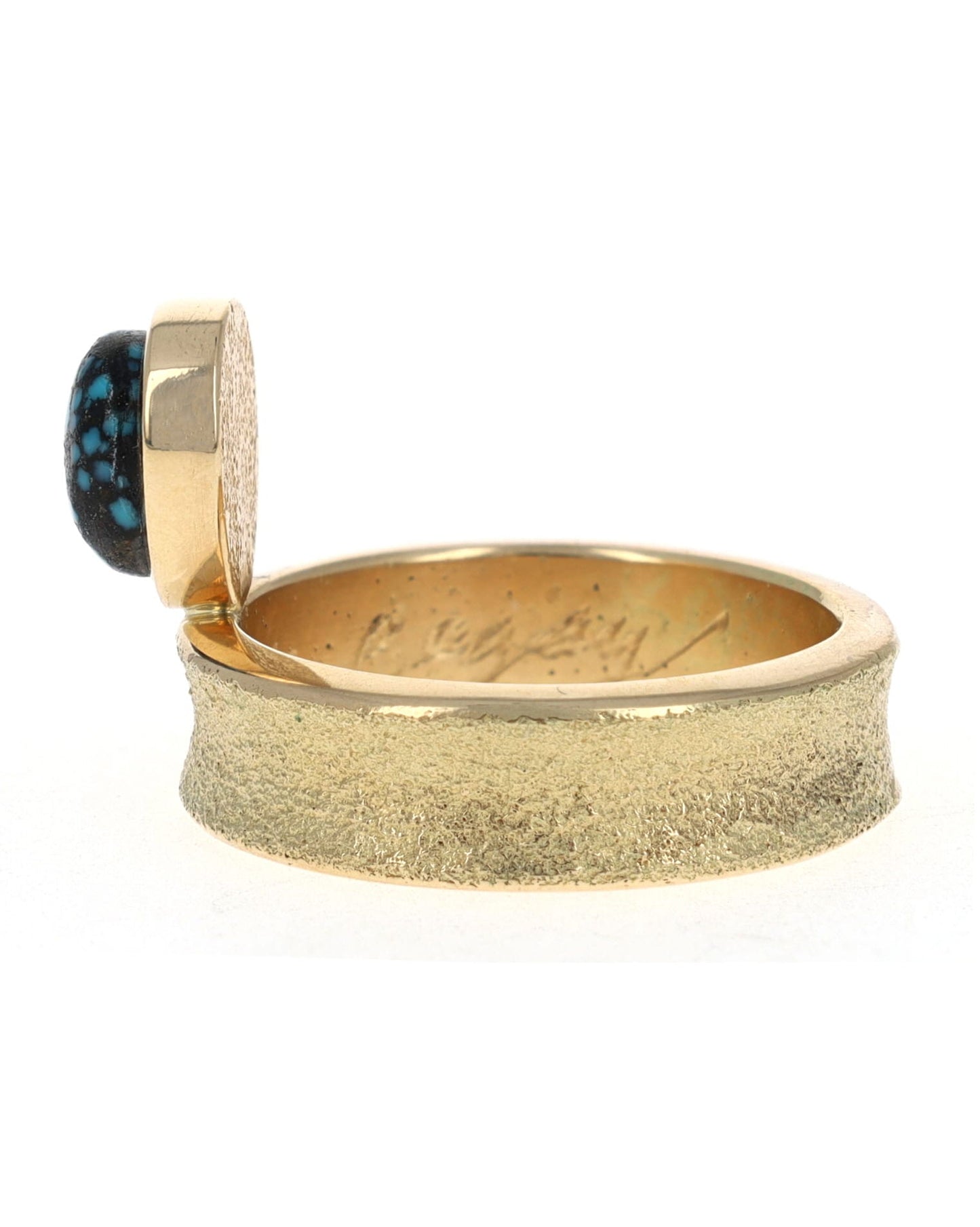 14K Gold Ring With Natural Lander Blue Turquoise