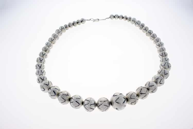 Handmade Graduated Sterling Silver Bead Necklace