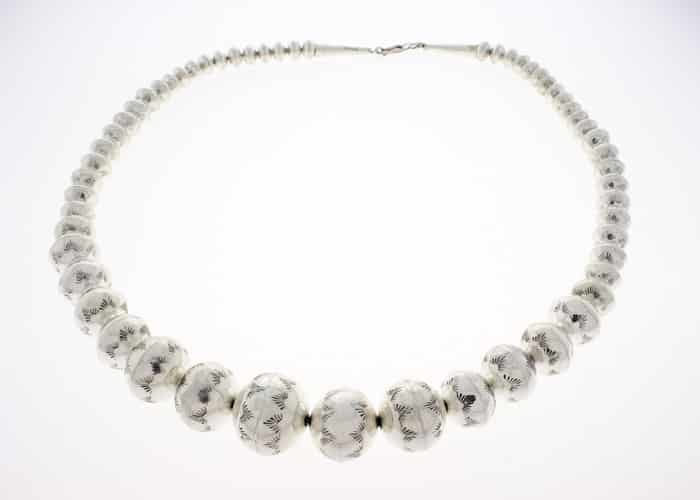 Handmade Graduated Sterling Silver Bead Necklace