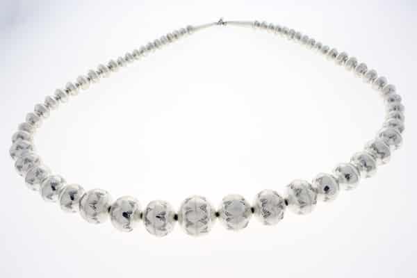 Handmade Graduated Sterling Silver Bead Necklace