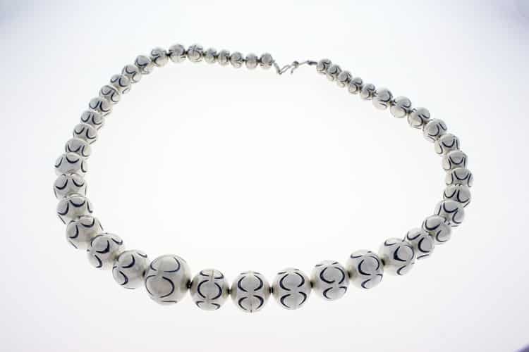 Handmade Graduated Sterling Silver Bead Necklace