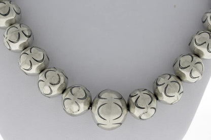 Handmade Graduated Sterling Silver Bead Necklace