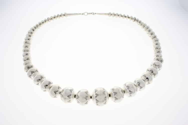 Handmade Graduated Sterling Silver Bead Necklace