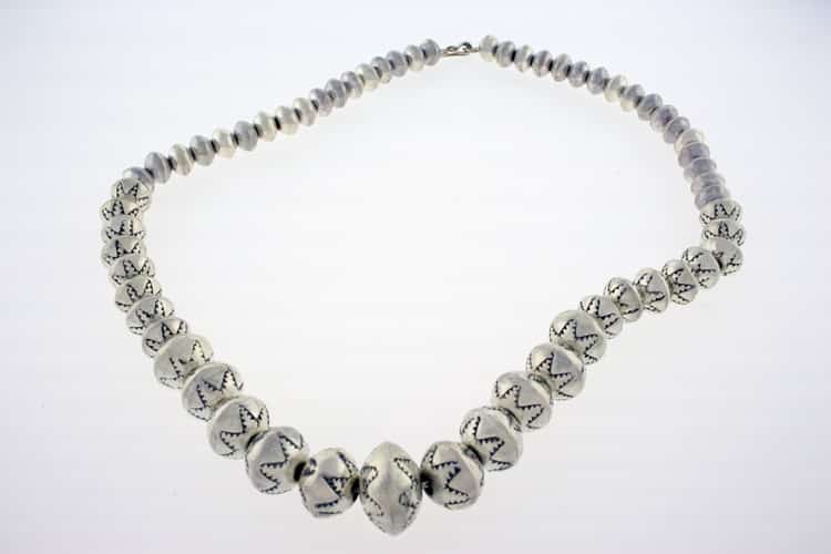 Handmade Graduated Sterling Silver Bead Necklace